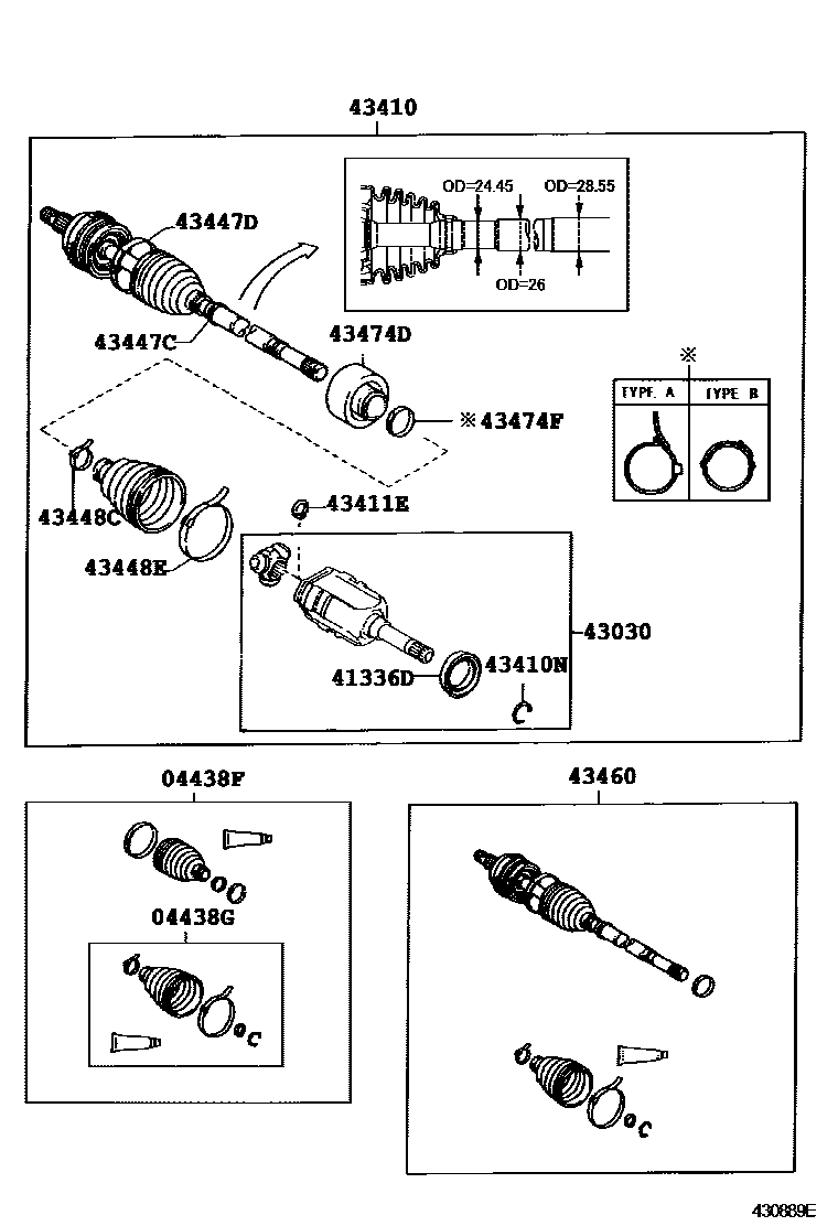 Toyota COROLLA Front Drive Shaft EPC diagram — 430889E