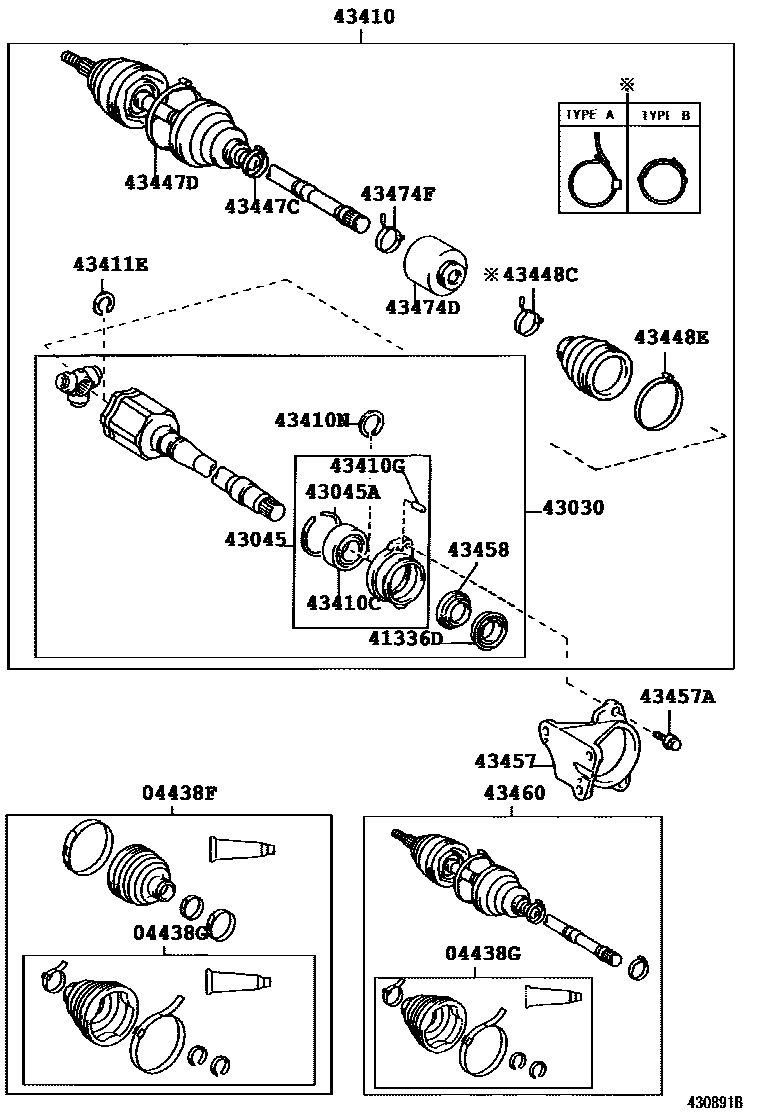 Toyota COROLLA Front Drive Shaft EPC diagram — 430891B