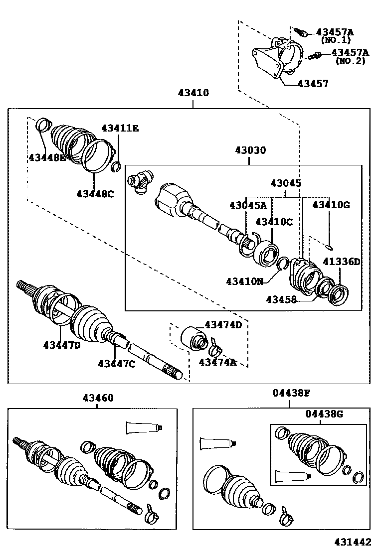 Toyota COROLLA Front Drive Shaft EPC diagram — 431442