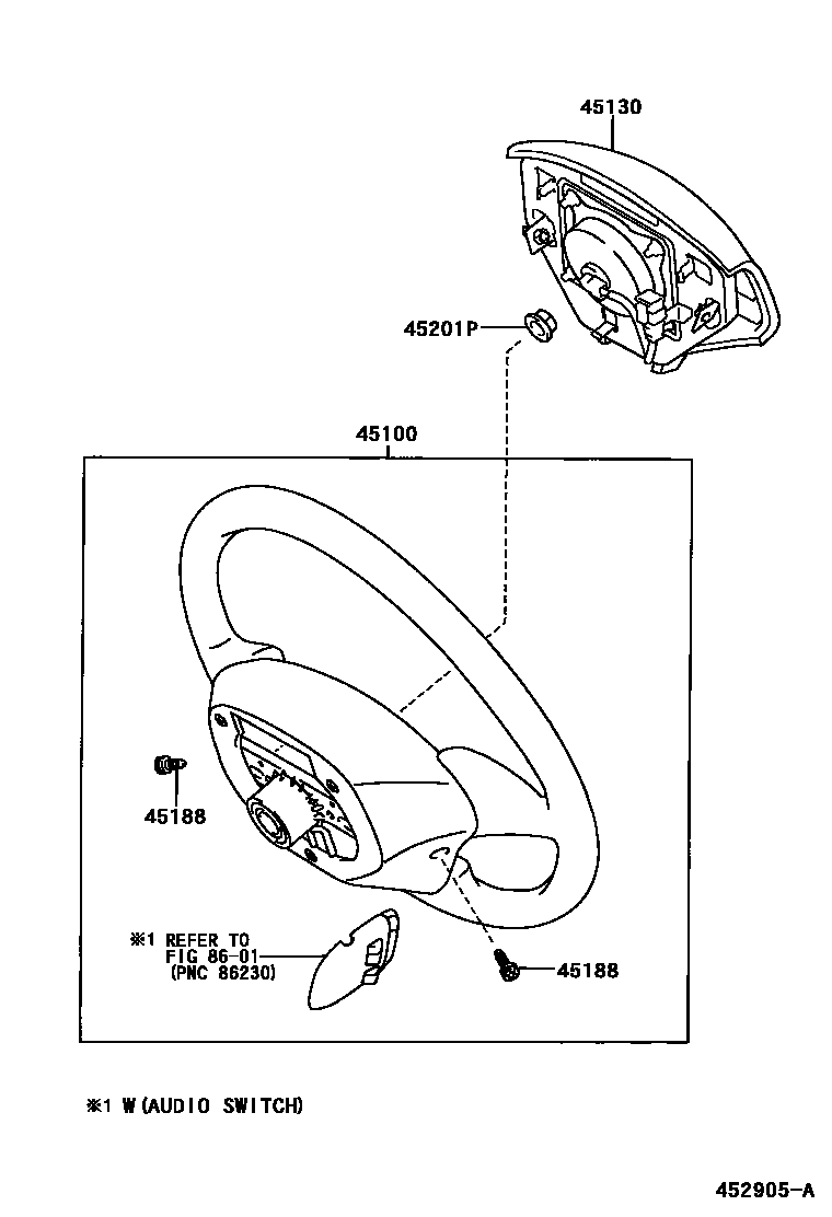 Toyota COROLLA Steering Wheel EPC diagram — 452905A