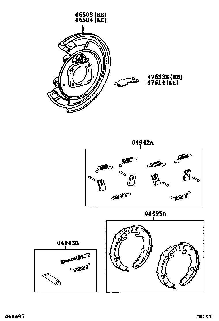 Toyota COROLLA Parking Brake & Cable EPC diagram — 460587C