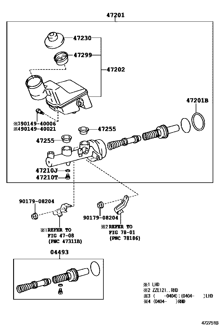 Toyota COROLLA 制动总泵 EPC diagram — 472751B