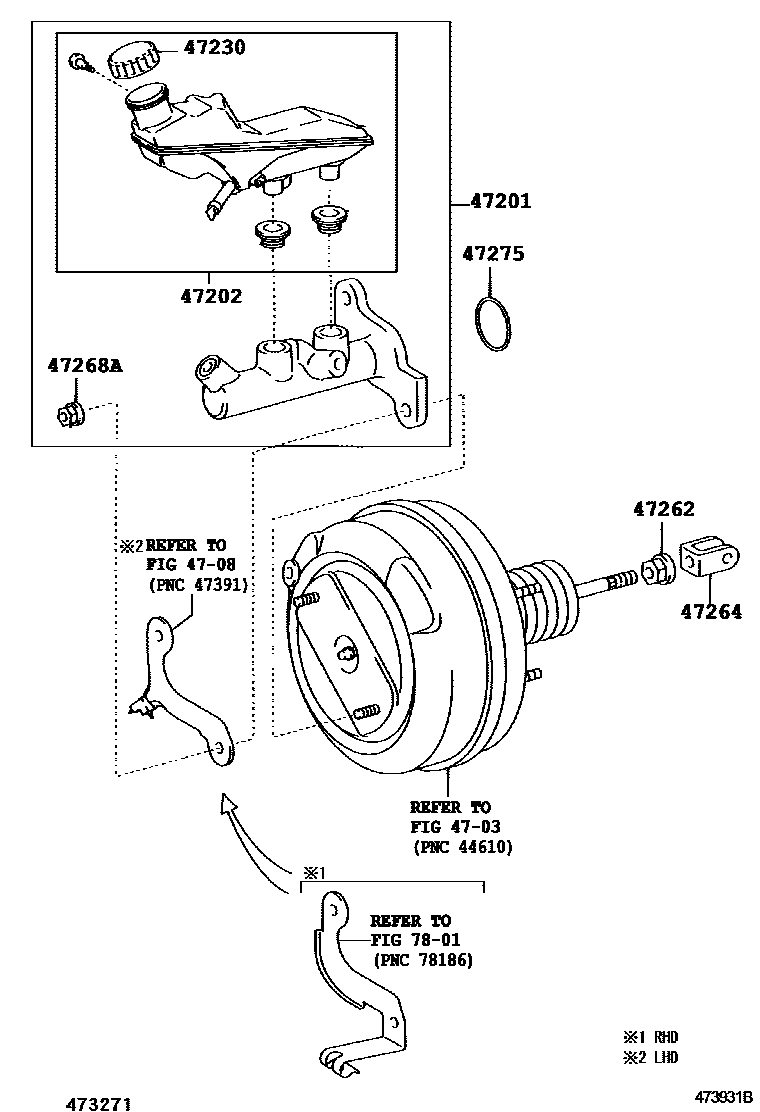 Toyota COROLLA 制动总泵 EPC diagram — 473931B