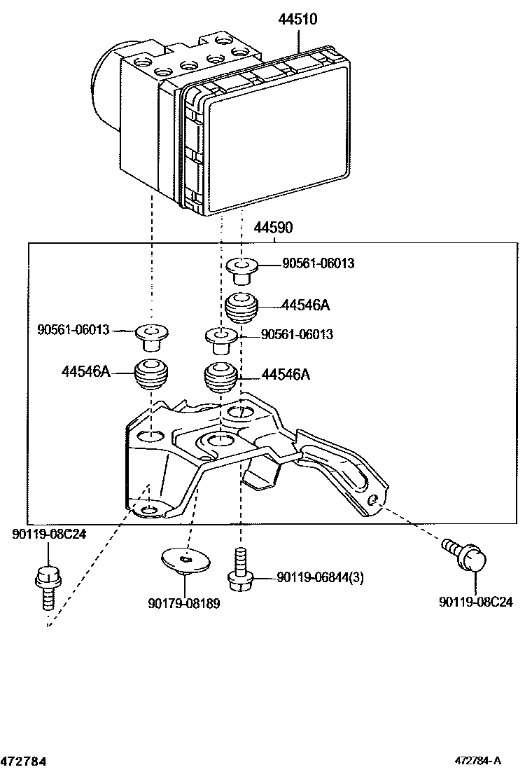 Toyota COROLLA 制动配管和卡箍 EPC diagram — 472784A