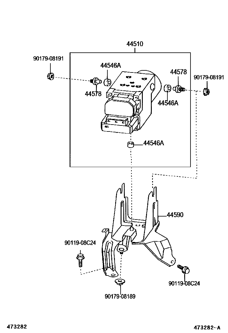 Toyota COROLLA 制动配管和卡箍 EPC diagram — 473282A