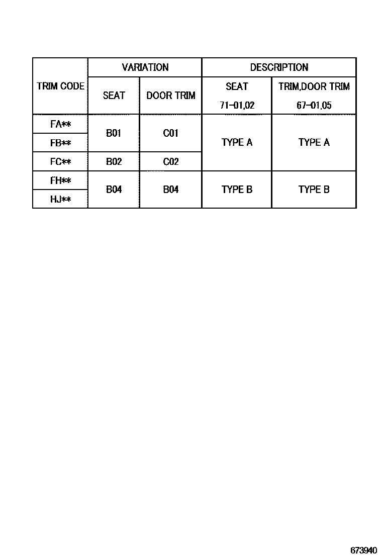 Toyota COROLLA 前门板和前门玻璃 EPC diagram — 673940