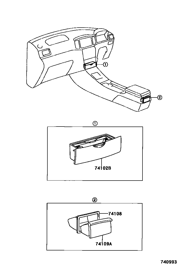 Toyota COROLLA 烟灰盒 EPC diagram — 740993