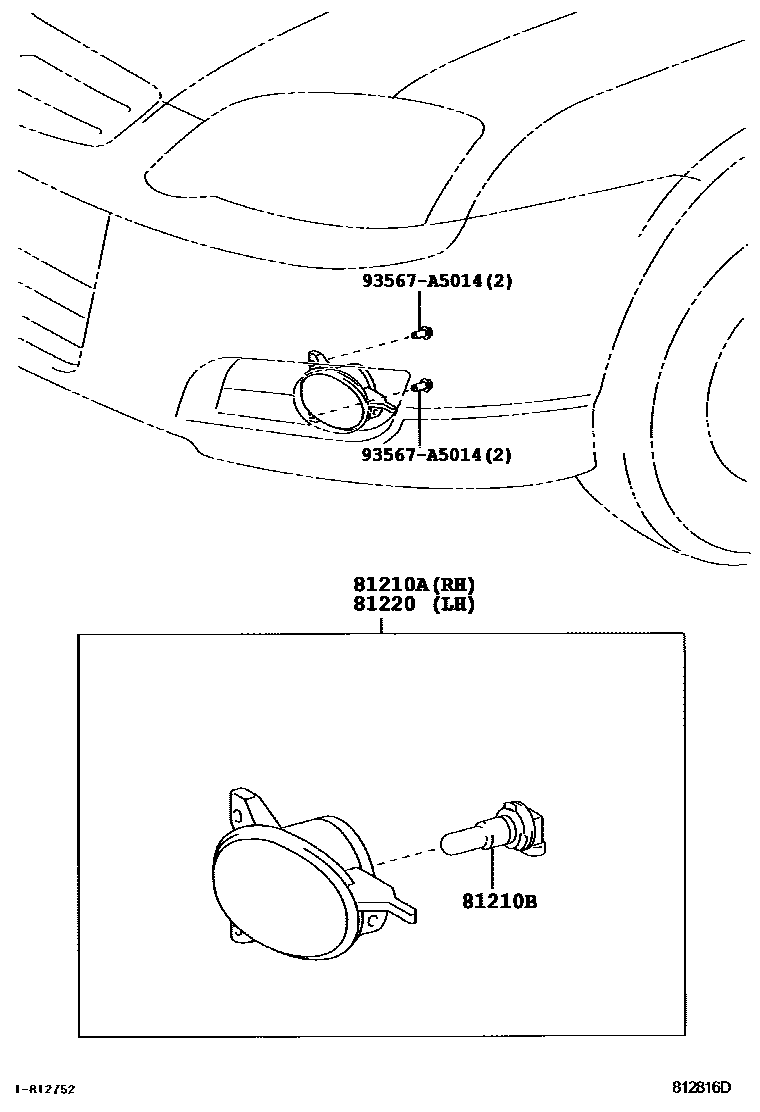 Toyota COROLLA Fog Lamp EPC diagram — 812816D