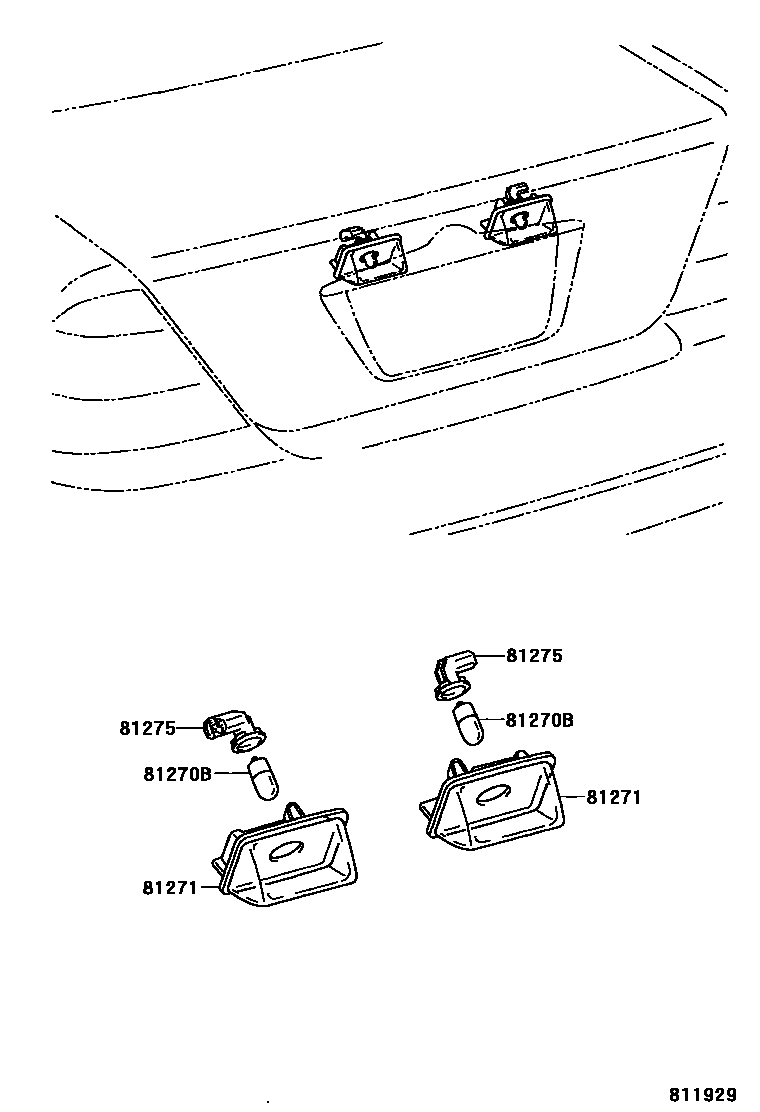 Toyota COROLLA 后牌照灯 EPC diagram — 811929