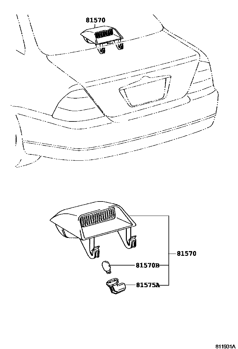 Toyota COROLLA 高位刹车灯 EPC diagram — 811931A