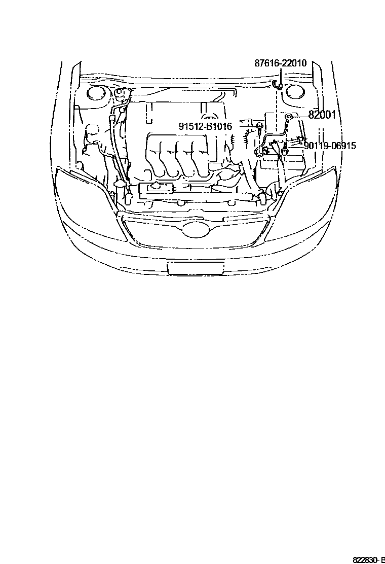 Toyota COROLLA 线束和卡夹 EPC diagram — 822830B