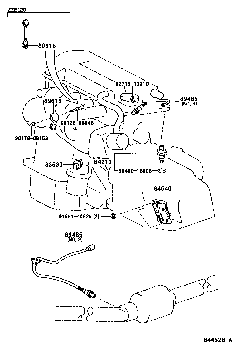 Toyota COROLLA 开关和继电器和ECU EPC diagram — 844528A