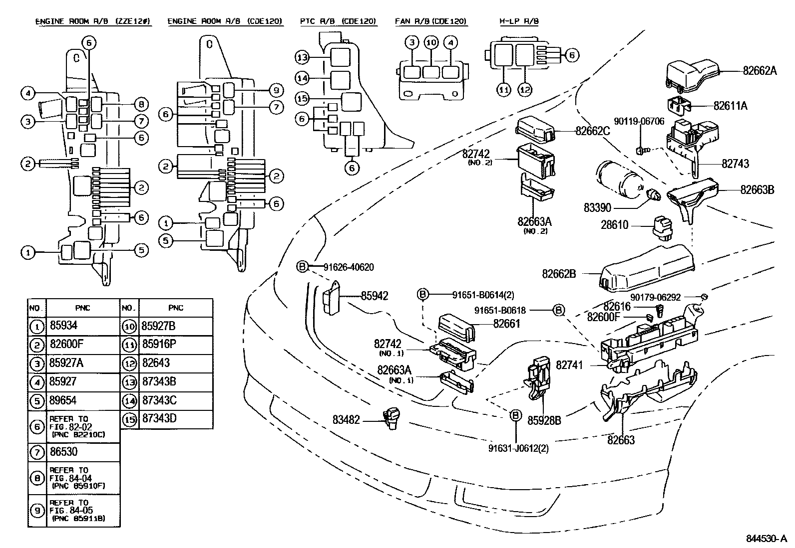 Toyota COROLLA 开关和继电器和ECU EPC diagram — 844530A