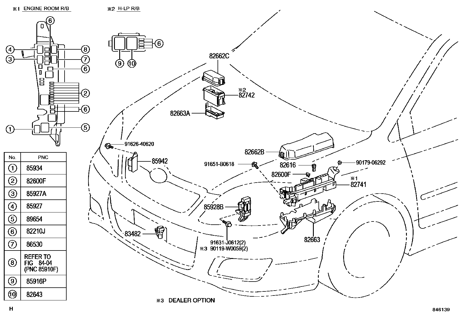Toyota COROLLA 开关和继电器和ECU EPC diagram — 846139