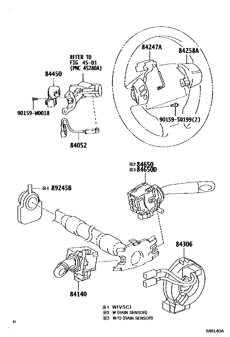 Toyota COROLLA 开关和继电器和ECU EPC diagram — 846140A