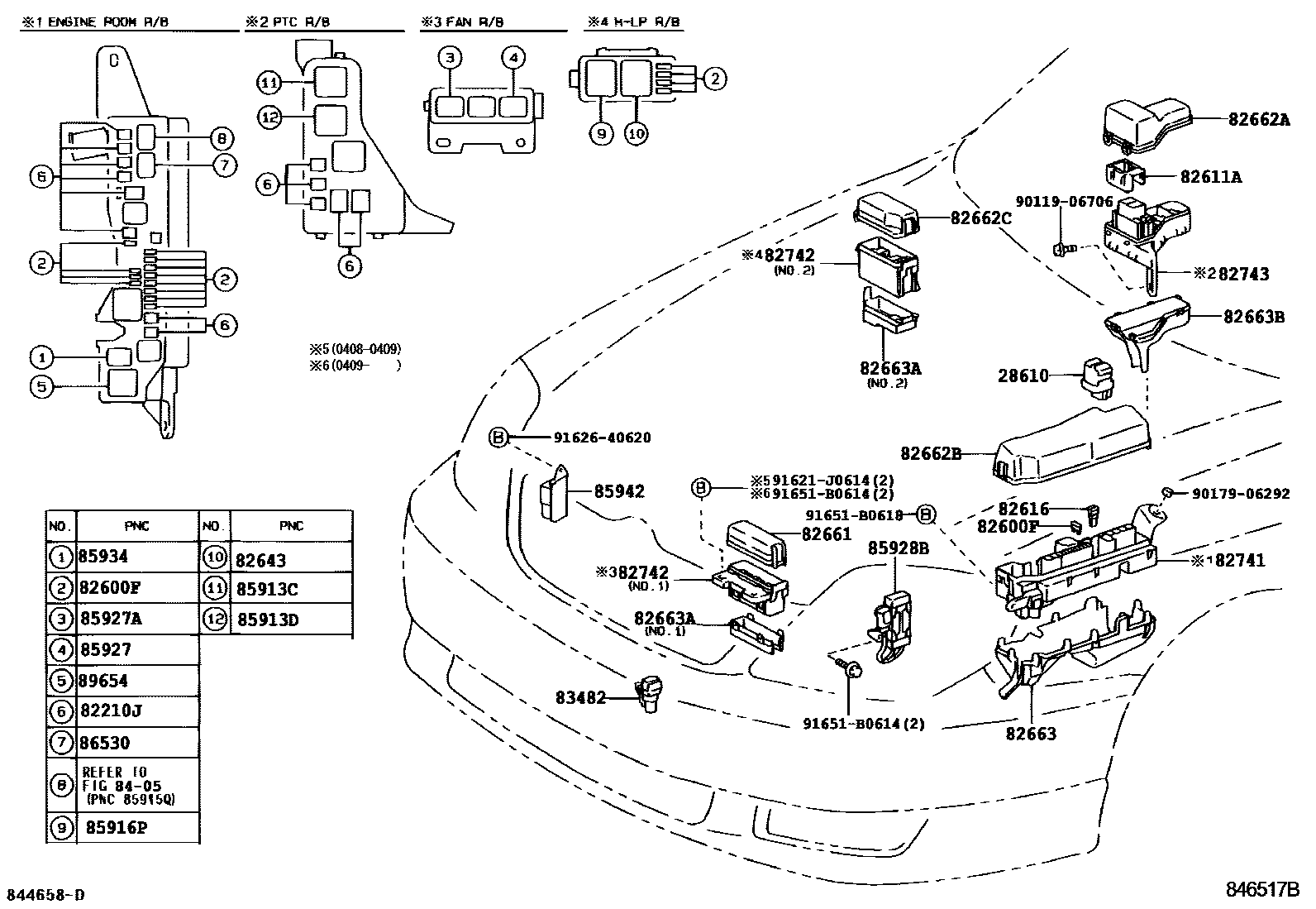 Toyota COROLLA 开关和继电器和ECU EPC diagram — 846517B