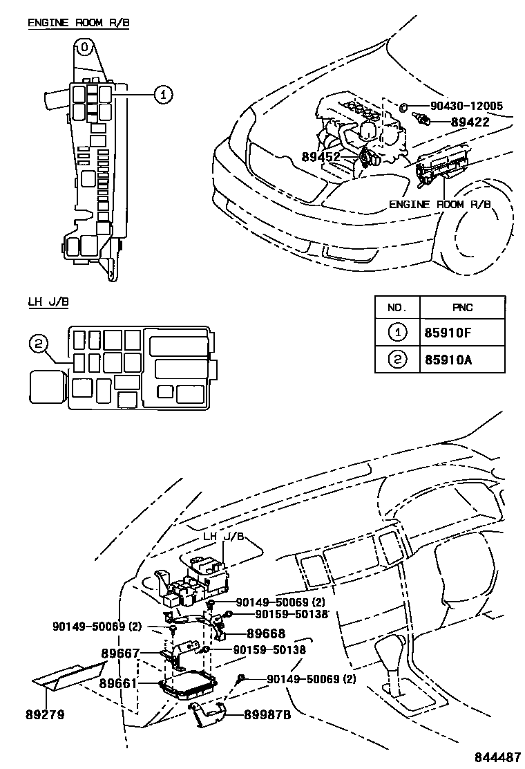 Toyota COROLLA 电子燃油喷射系统 EPC diagram — 844487
