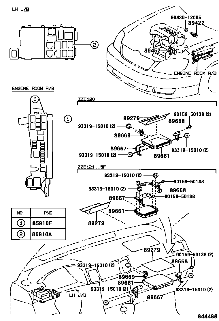 Toyota COROLLA 电子燃油喷射系统 EPC diagram — 844488