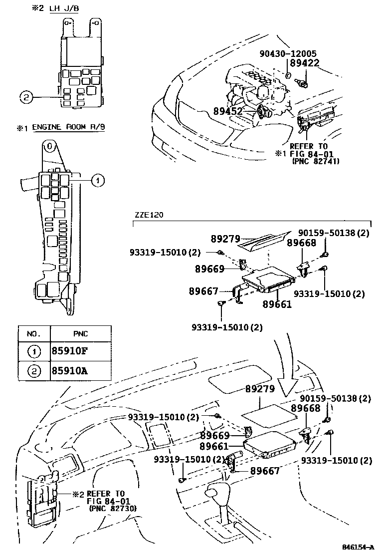 Toyota COROLLA 电子燃油喷射系统 EPC diagram — 846154A