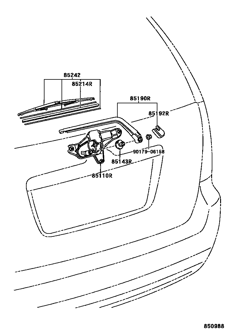Toyota COROLLA 后刮水器 EPC diagram — 850988