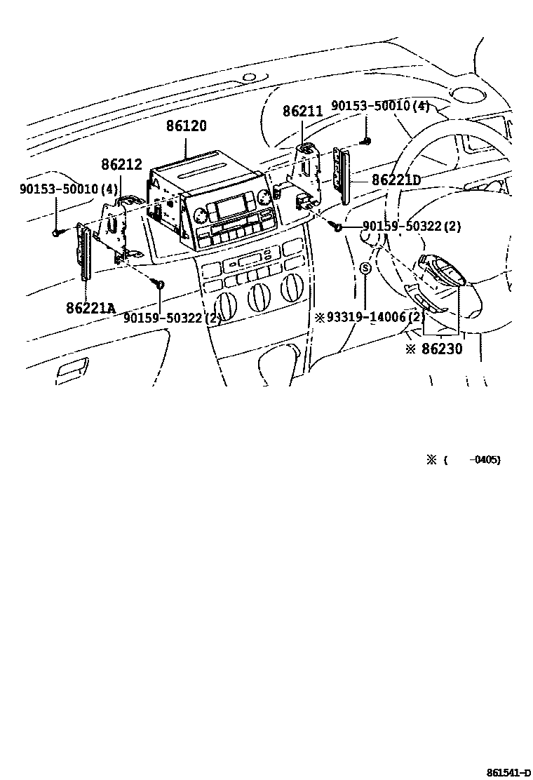 Toyota COROLLA 收音机、放大器和冷凝器 EPC diagram — 861541D