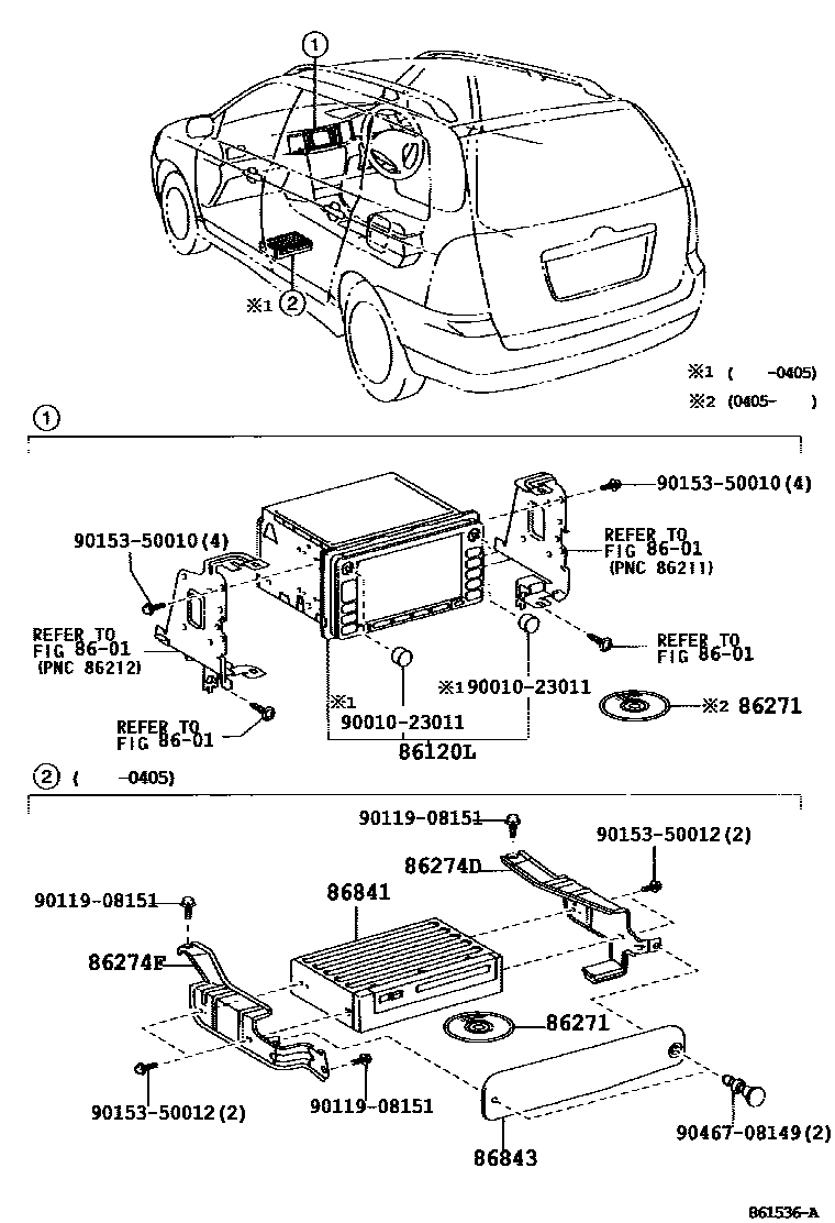 Toyota COROLLA 导航和前监视器显示屏 EPC diagram — 861536A