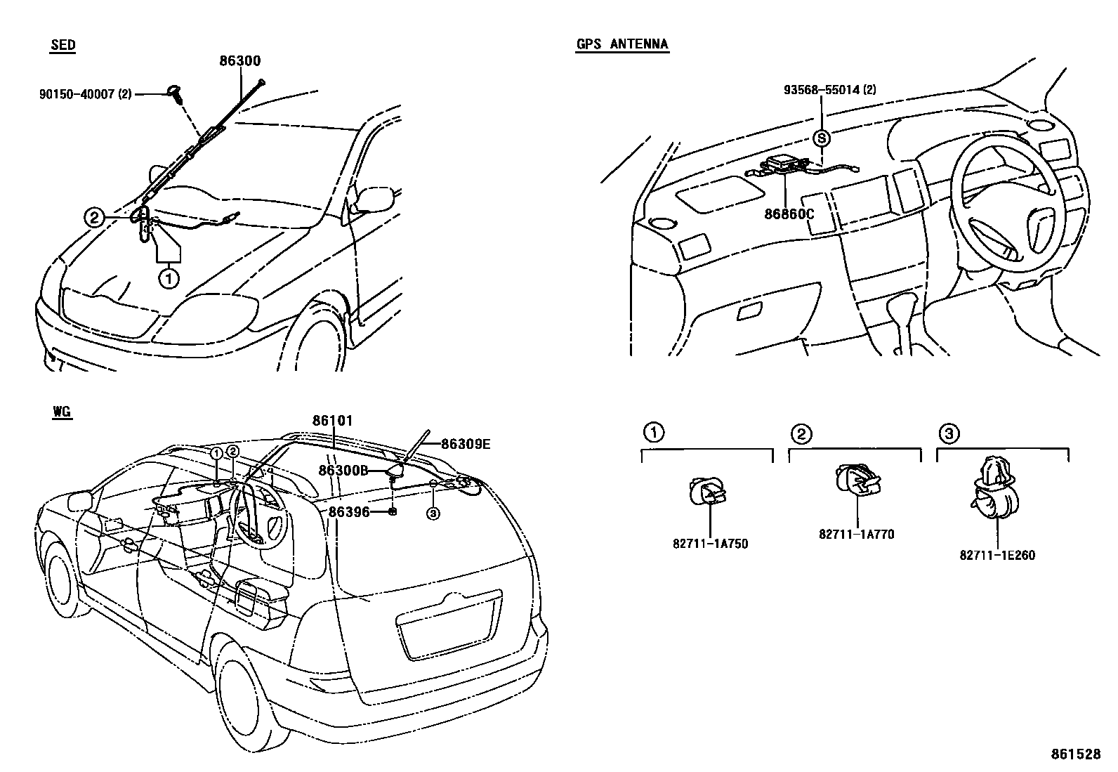 Toyota COROLLA antenna EPC diagram — 861528