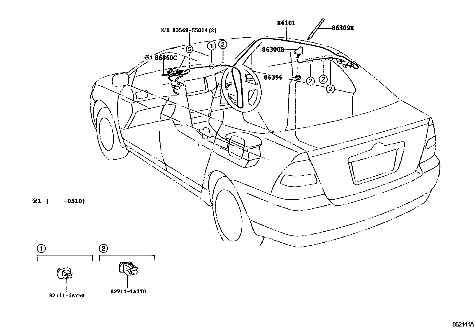 Toyota COROLLA antenna EPC diagram — 862141A