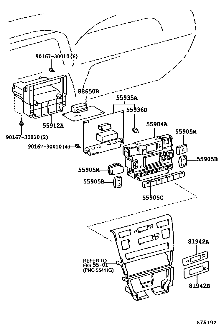 Toyota COROLLA 暖风和空调系统 - 控制器和风管 EPC diagram — 875192