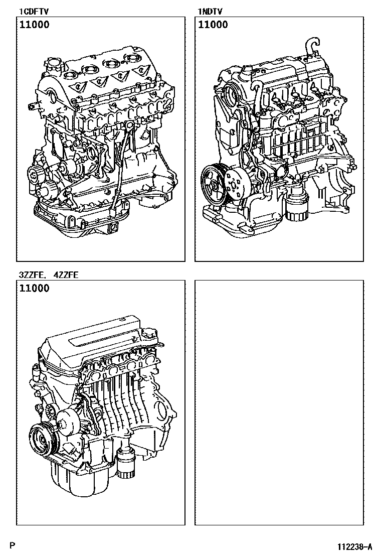 Toyota COROLLA Partial Engine Assembly EPC diagram — 112238A