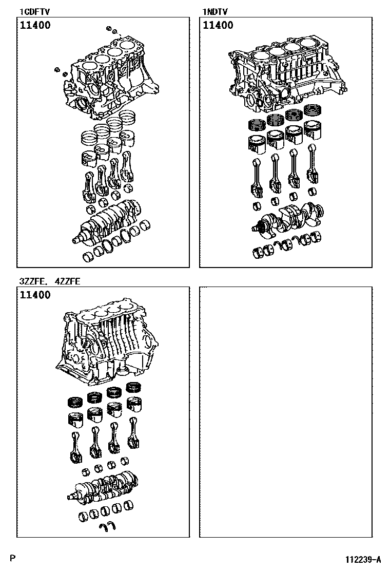 Toyota COROLLA Short Block Assembly EPC diagram — 112239A