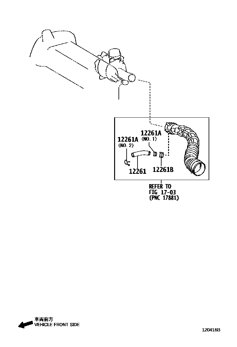 Toyota COROLLA Ventilation Hose EPC diagram — 120416B