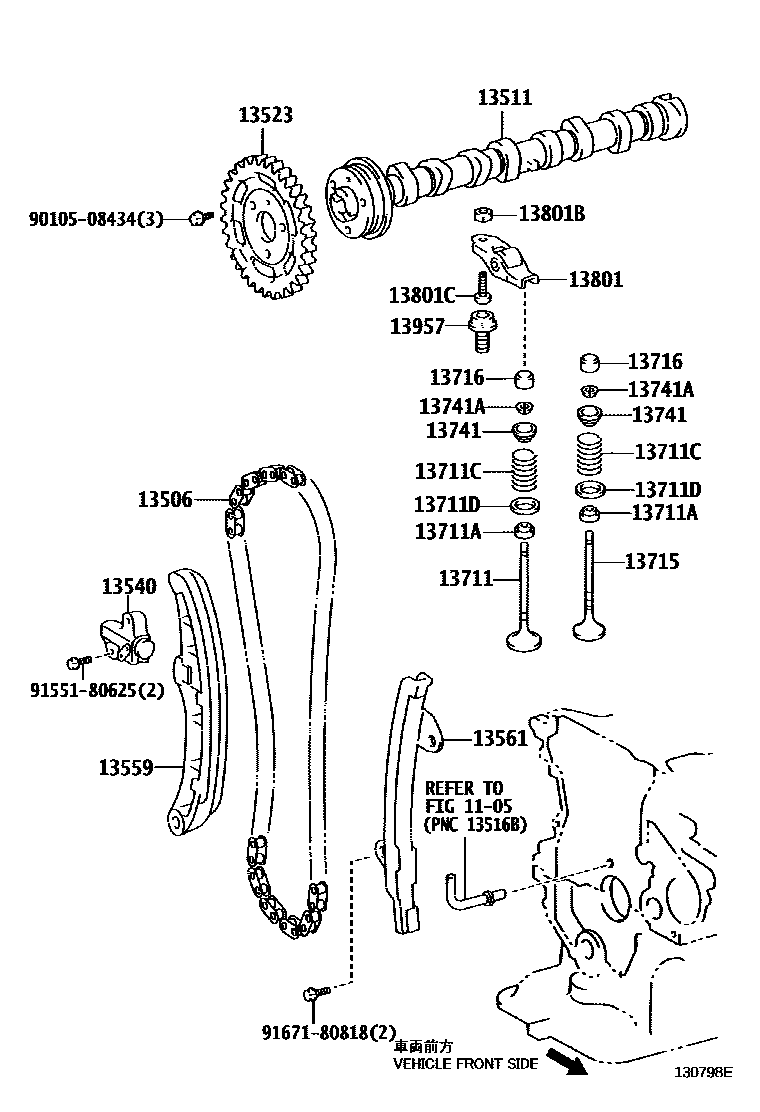 Toyota COROLLA Camshaft & Valve EPC diagram — 130798E