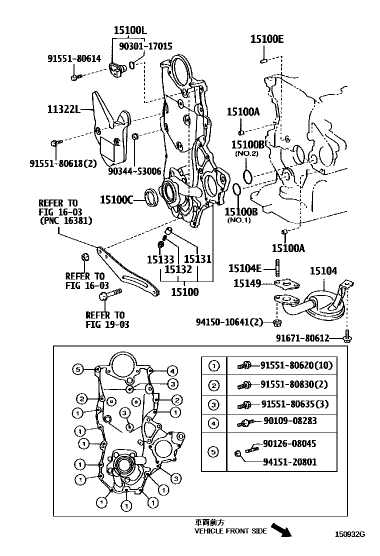 Toyota COROLLA Engine Oil Pump EPC diagram — 150932G