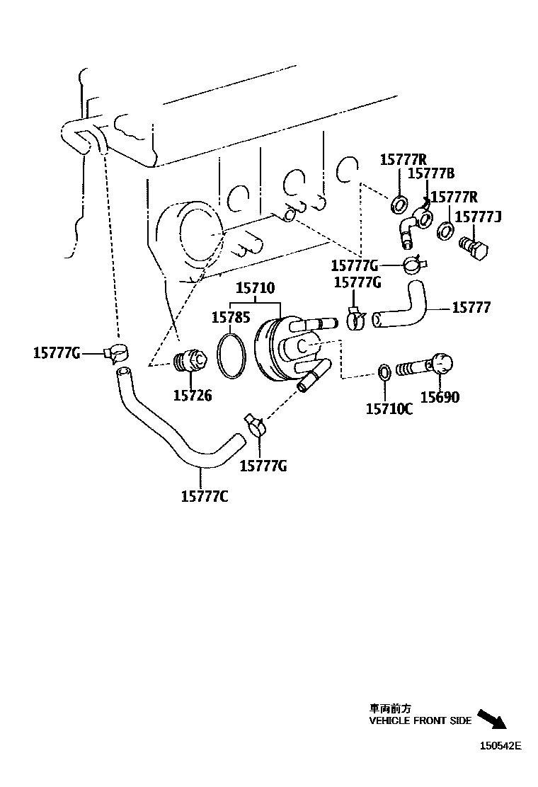 Toyota COROLLA Engine Oil Cooler EPC diagram — 150542E