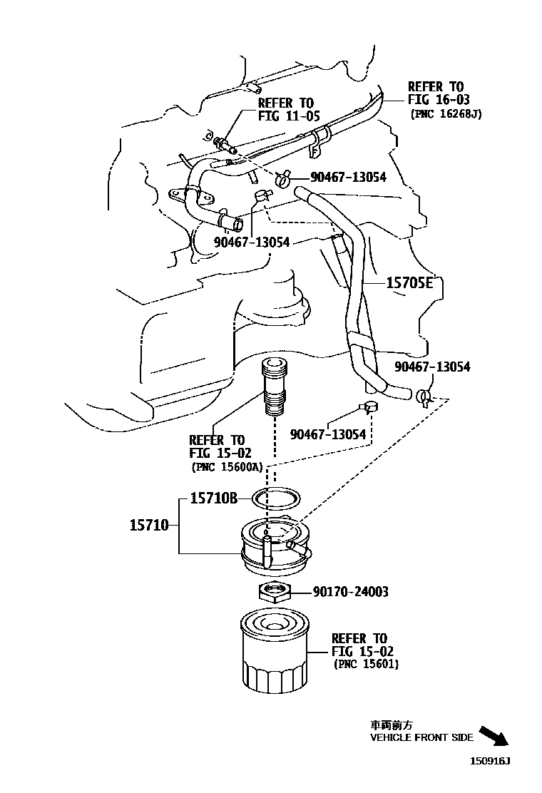Toyota COROLLA Engine Oil Cooler EPC diagram — 150916J