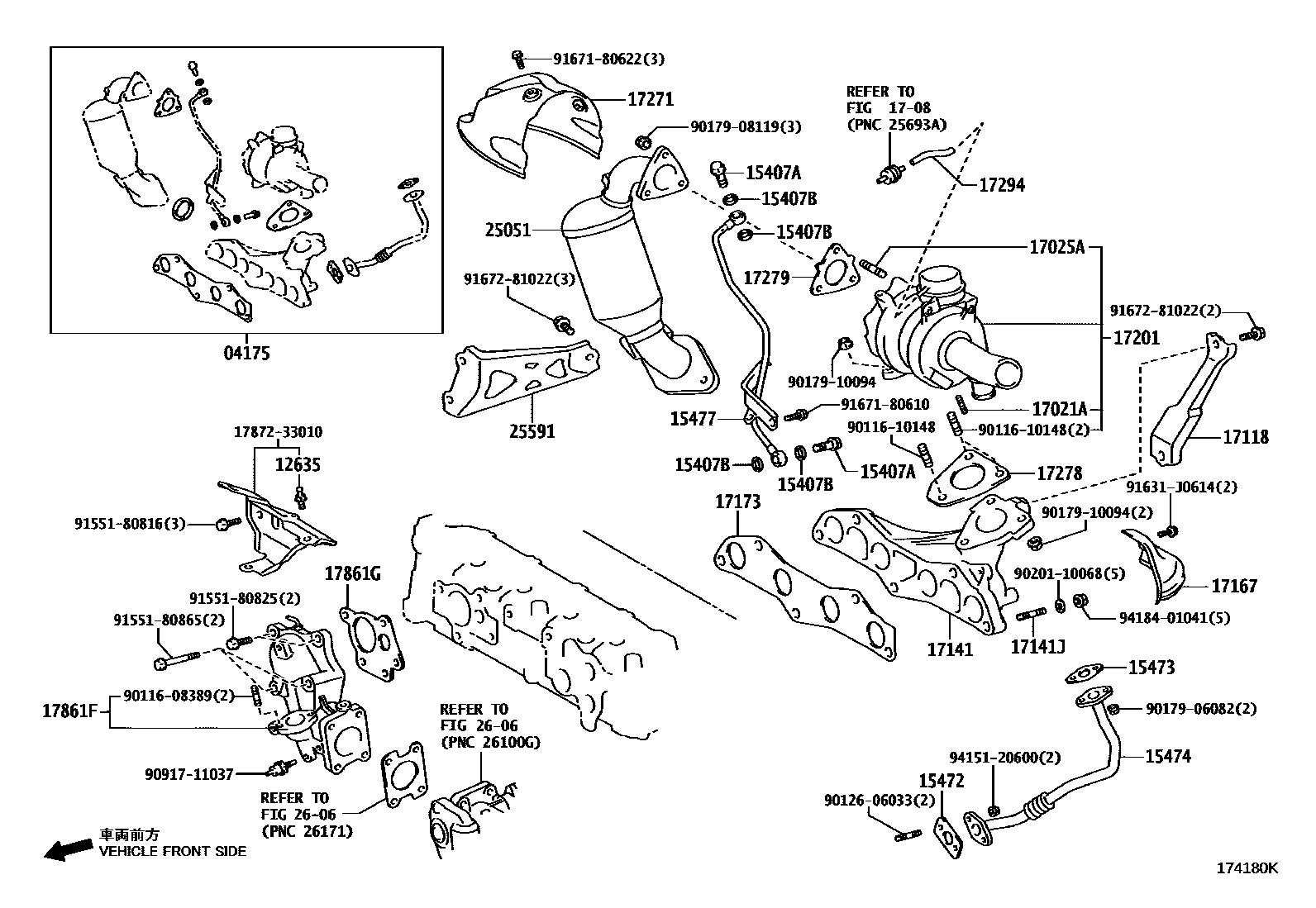 Toyota COROLLA Manifold EPC diagram — 174180K