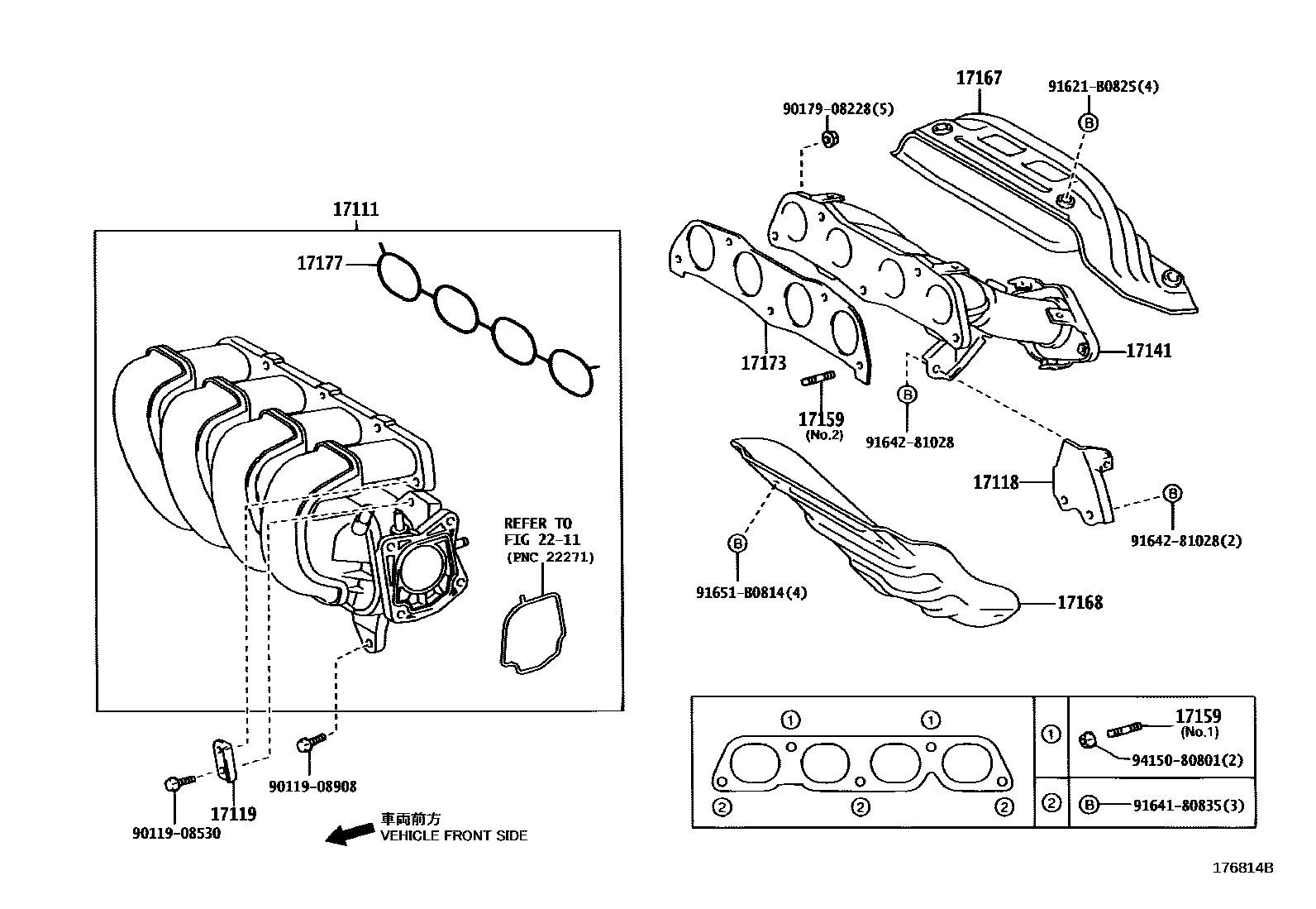 Toyota COROLLA Manifold EPC diagram — 176814B