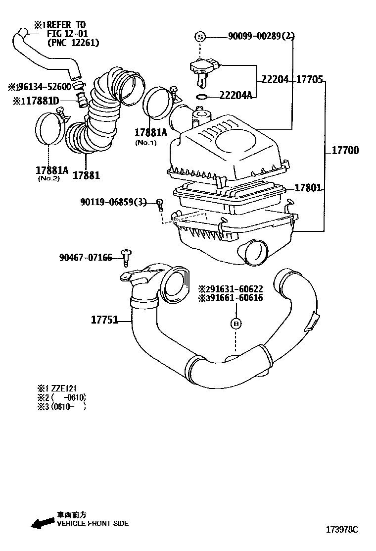 Toyota COROLLA Air Cleaner EPC diagram — 173978C