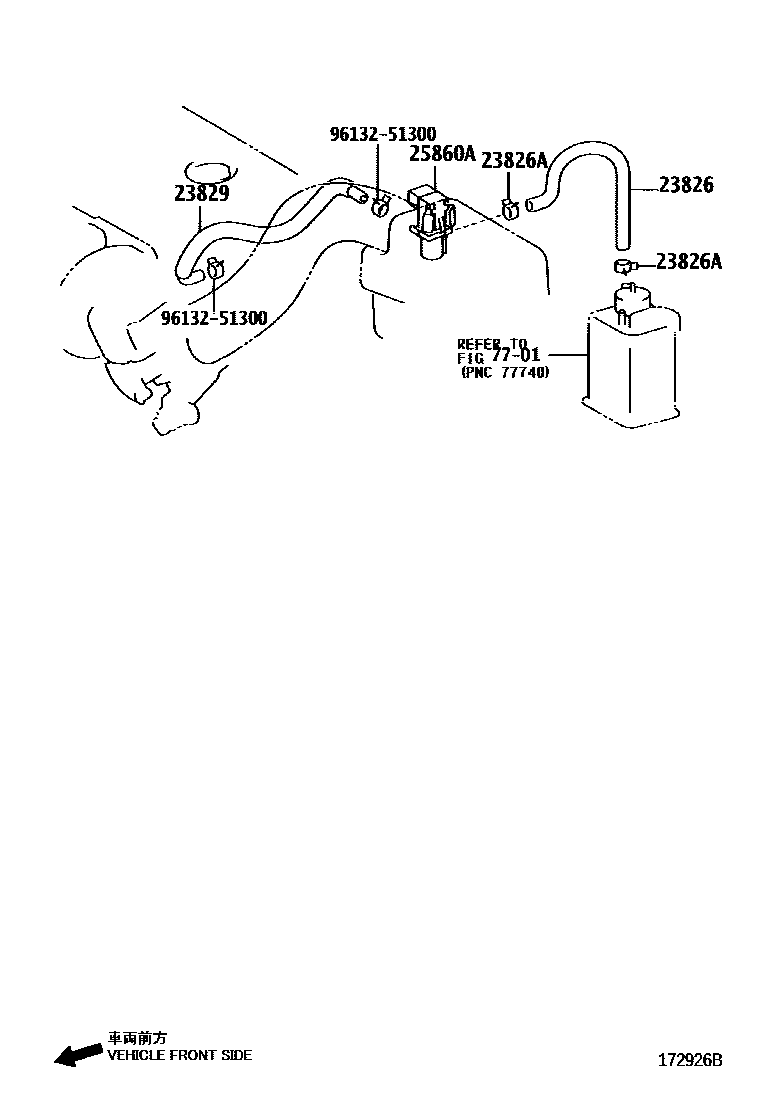 Toyota COROLLA vacuum tube EPC diagram — 172926B