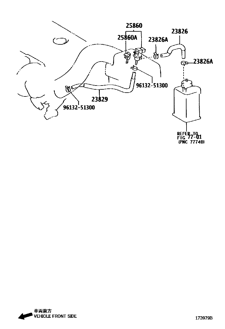 Toyota COROLLA vacuum tube EPC diagram — 173979B