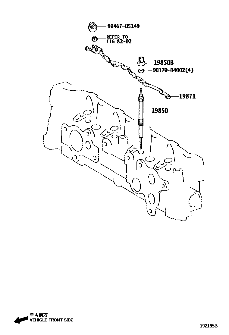 Toyota COROLLA 点火线圈和火花塞 EPC diagram — 192185B