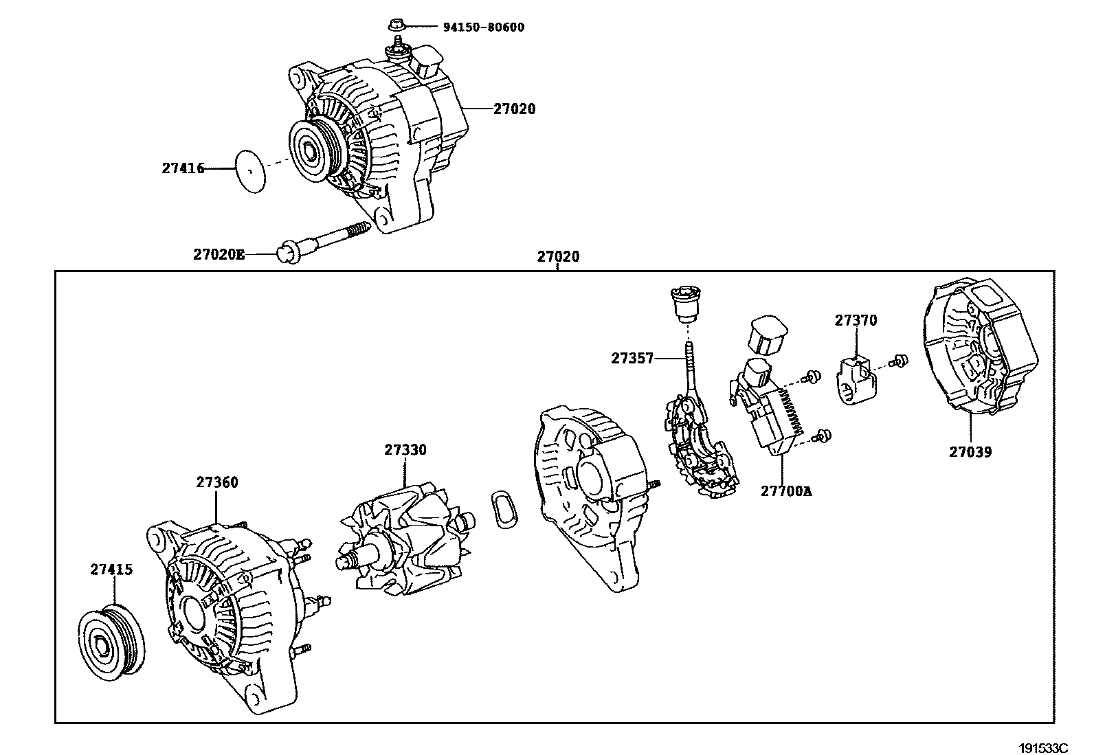 Toyota COROLLA Alternator EPC diagram — 191533C