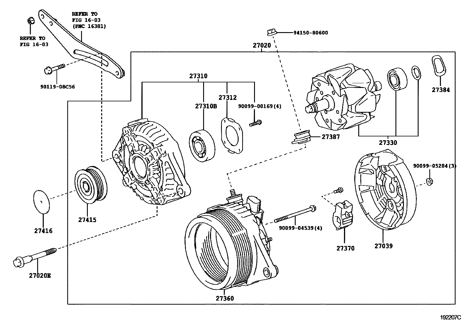 Toyota COROLLA Alternator EPC diagram — 192207C
