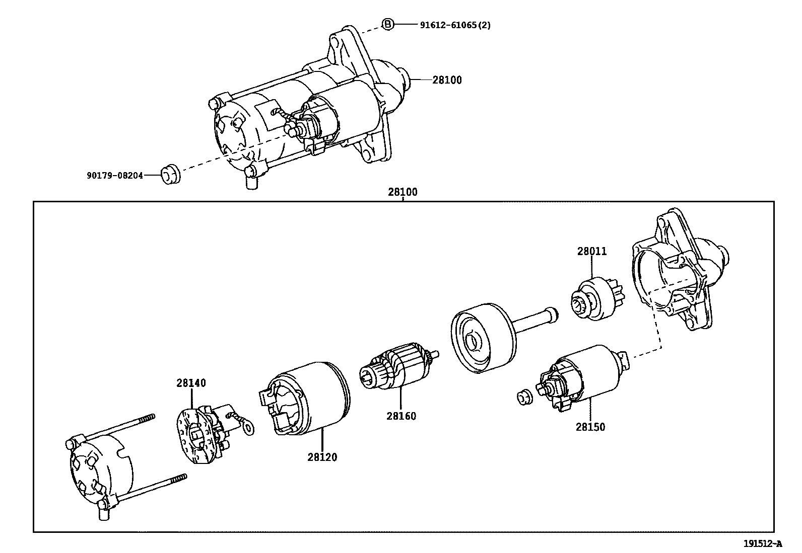 Toyota COROLLA 起动机 EPC diagram — 191512A