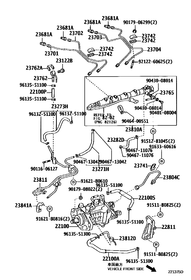 Toyota COROLLA 喷油泵总成 EPC diagram — 221375D