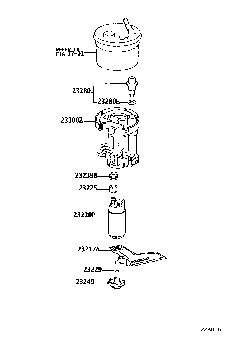 Toyota COROLLA 燃油喷射系统 EPC diagram — 221011B