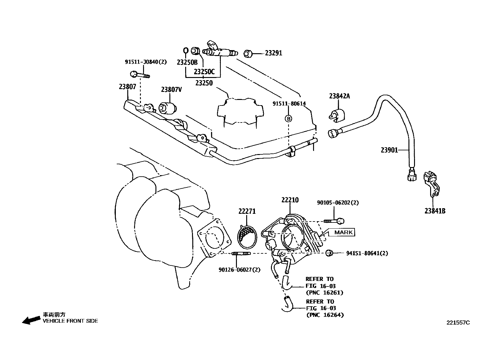 Toyota COROLLA 燃油喷射系统 EPC diagram — 221557C