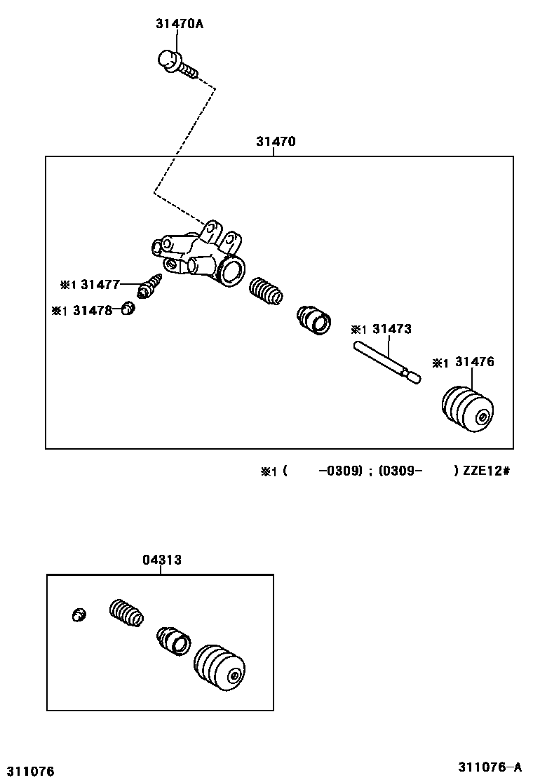 Toyota COROLLA 离合器分离缸 EPC diagram — 311076A