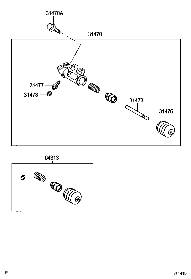 Toyota COROLLA 离合器分离缸 EPC diagram — 311415